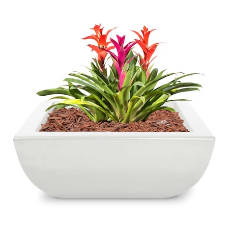 The Outdoor Plus 24 Square Avalon Planter Bowl - GFRC Concrete - White - OPT-AVLPO24-LIM